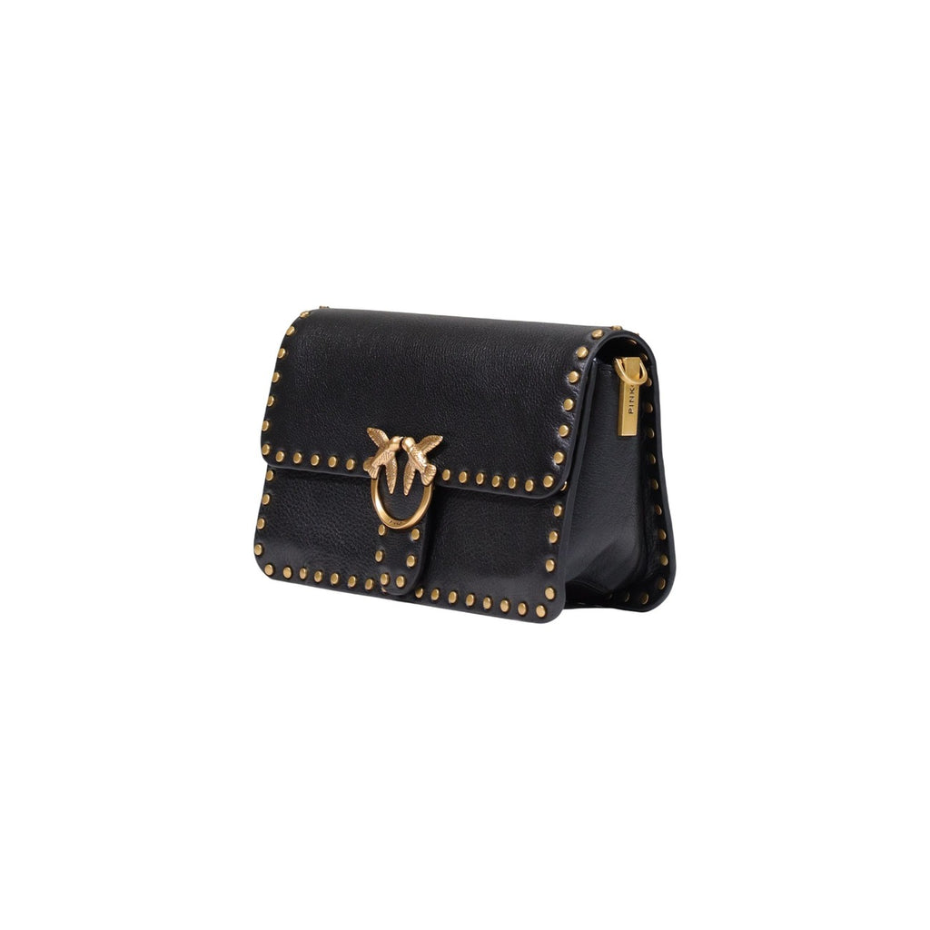 Pinko — Sac Love One Slouchy Mn. Studs Sma en cuir noir femme — vue 3