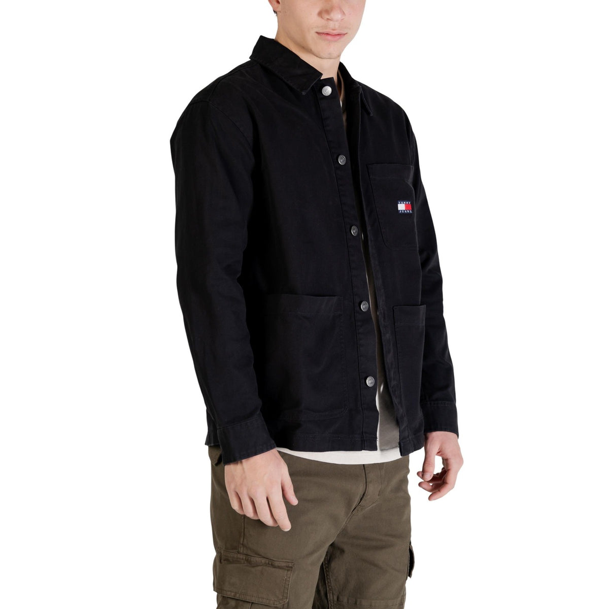 Tommy Jeans — Chemise noire en coton bio avec poches homme — vue 4