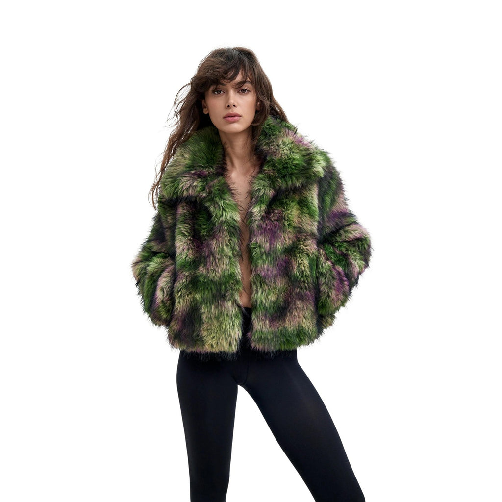 Desigual — Fake Fur Chamomile Coat Green woman