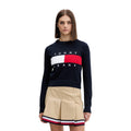 Tommy Jeans — Pull bleu à imprimé en coton bio femme