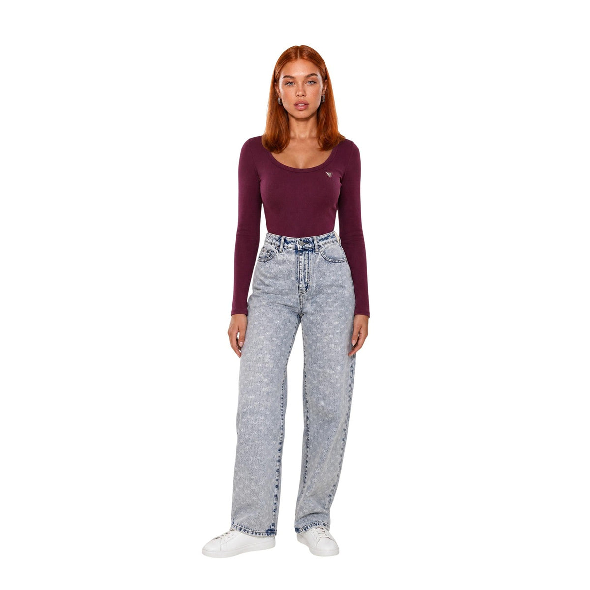 Armani Exchange — Jean droit bleu en coton femme