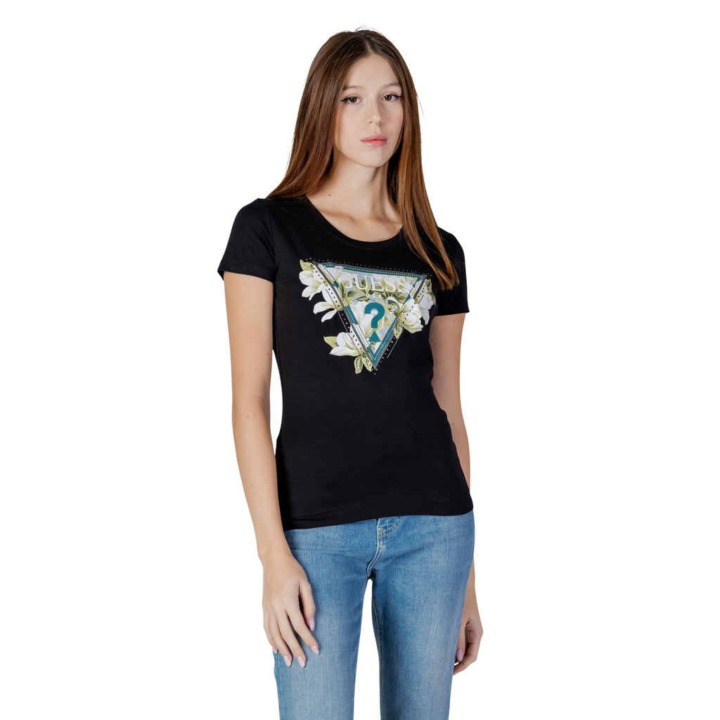 Guess — Camelia Triangle Tee women's t-shirt - black color — view 5