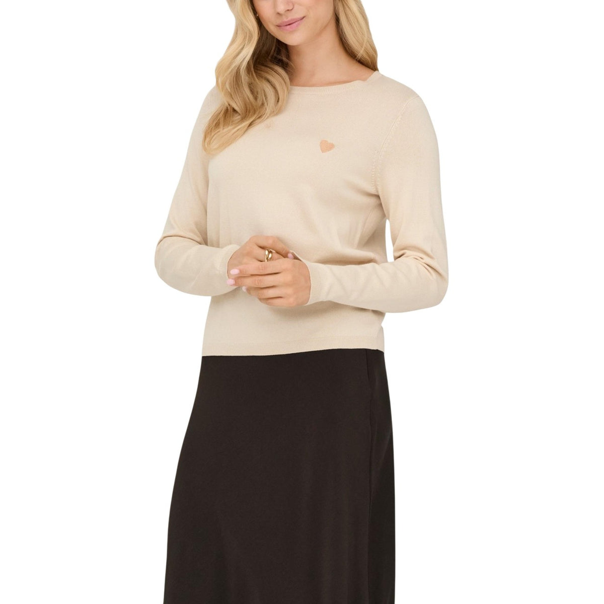Jacqueline de Yong — Damen-Rundhalspullover 15363326 beige
