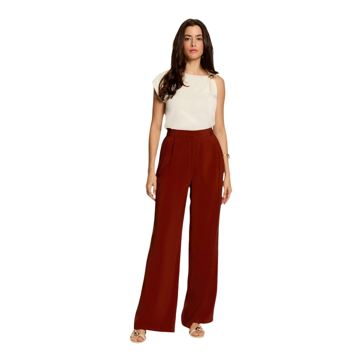 Morgan — Pull col rond beige femme — vue 5