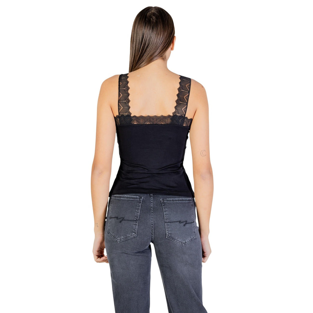 Morgan — Damen-Tanktop mit V-Ausschnitt, schwarz — Ansicht 2