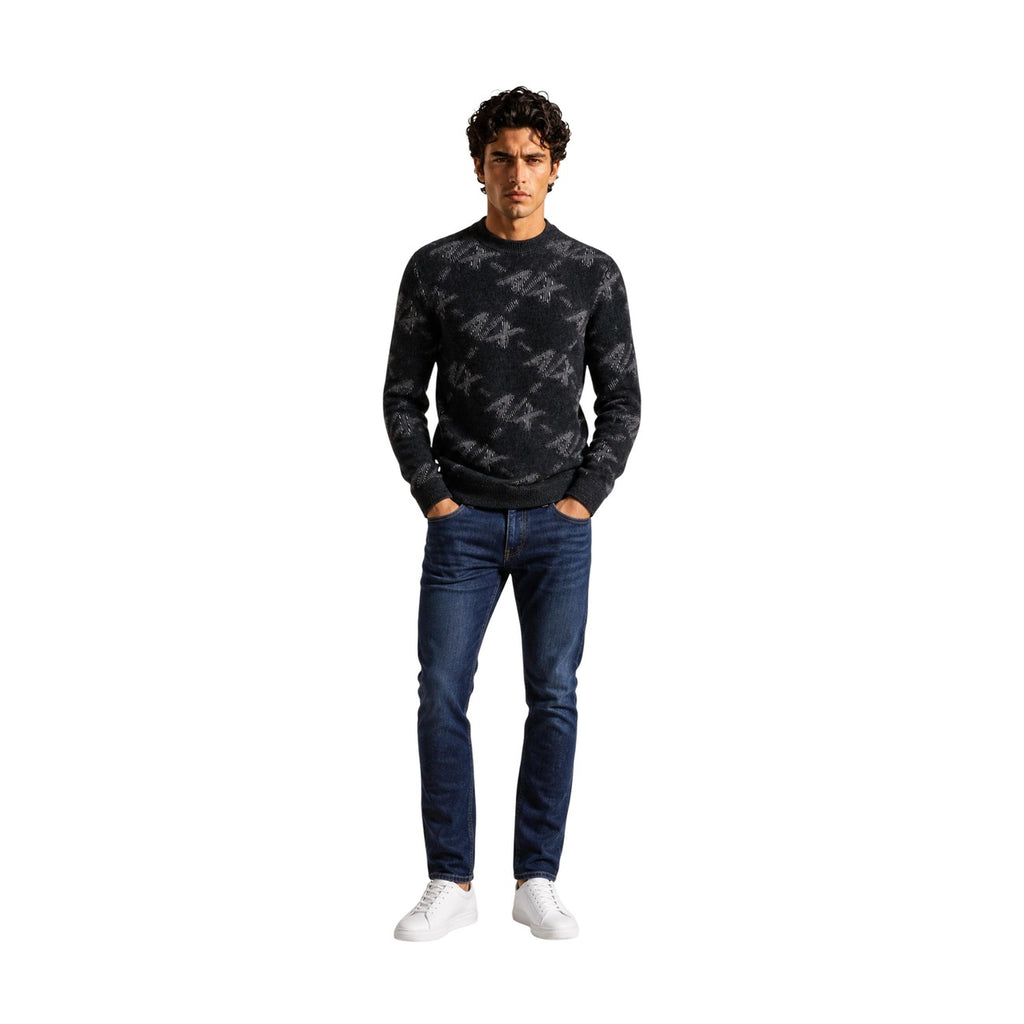 Armani Exchange — Zwarte getextureerde trui voor heren — afbeelding 3