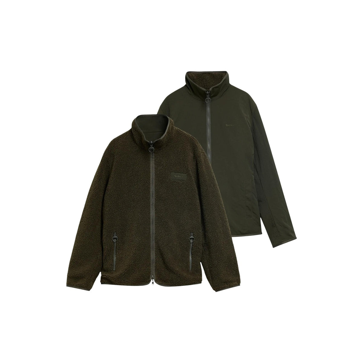 Barbour — Men's green reversible fleece jacket — view 2 — Green