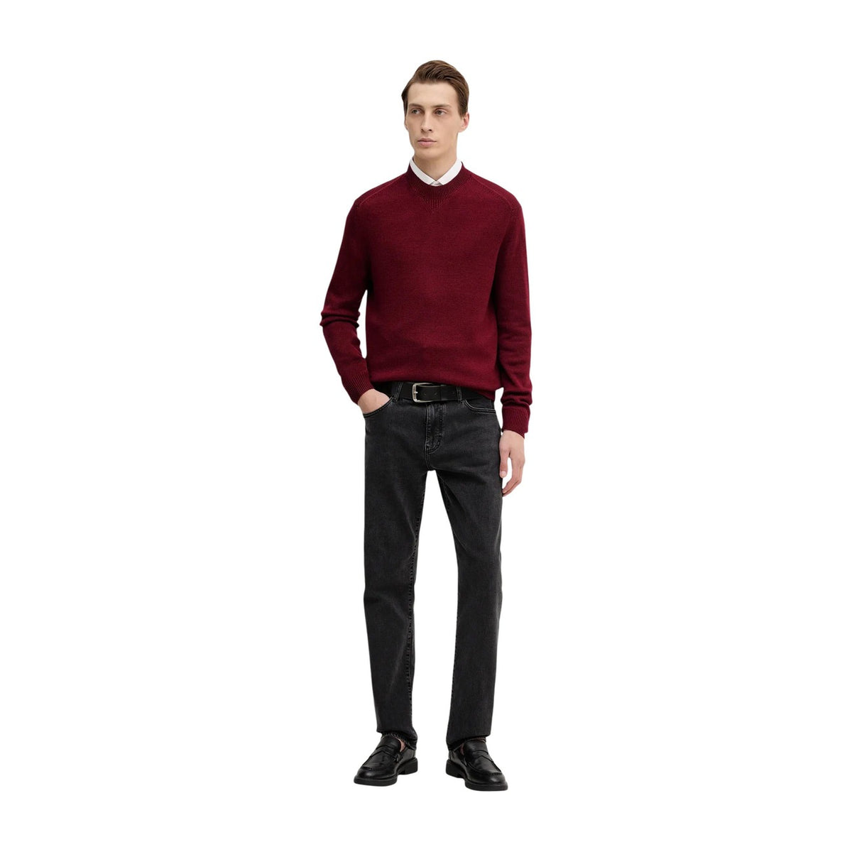 Armani Exchange — Bordeaux wollen trui met katoen voor heren — afbeelding 2