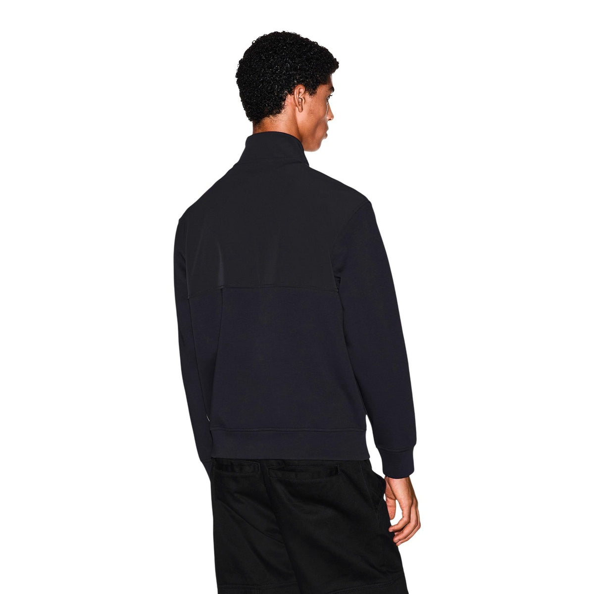 Armani Exchange — Zwarte stretch katoenen sweater voor heren — afbeelding 3