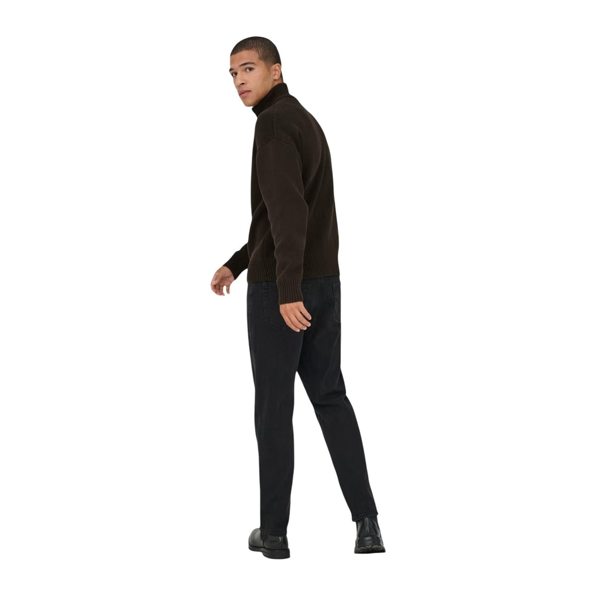 Only & Sons — Men's brown high-neck Blake cardigan — view 2