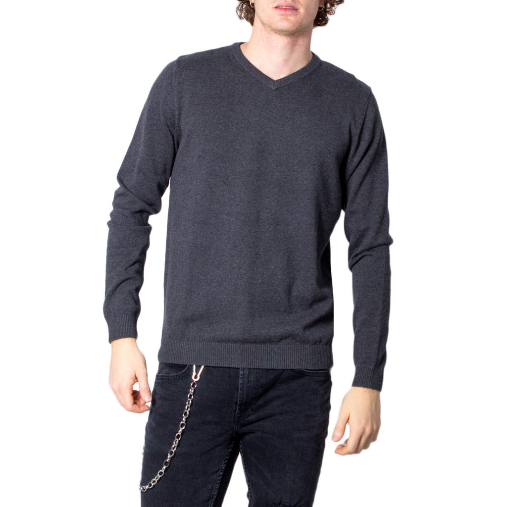 Jack & Jones — Men's organic cotton V-neck sweater — Gray