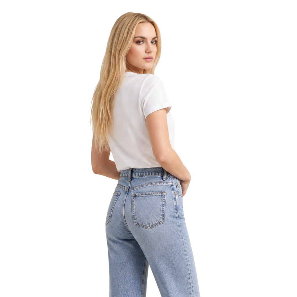 Calvin Klein Jeans — Weißes Damen-T-Shirt mit Print und Rundhalsausschnitt — Ansicht 4