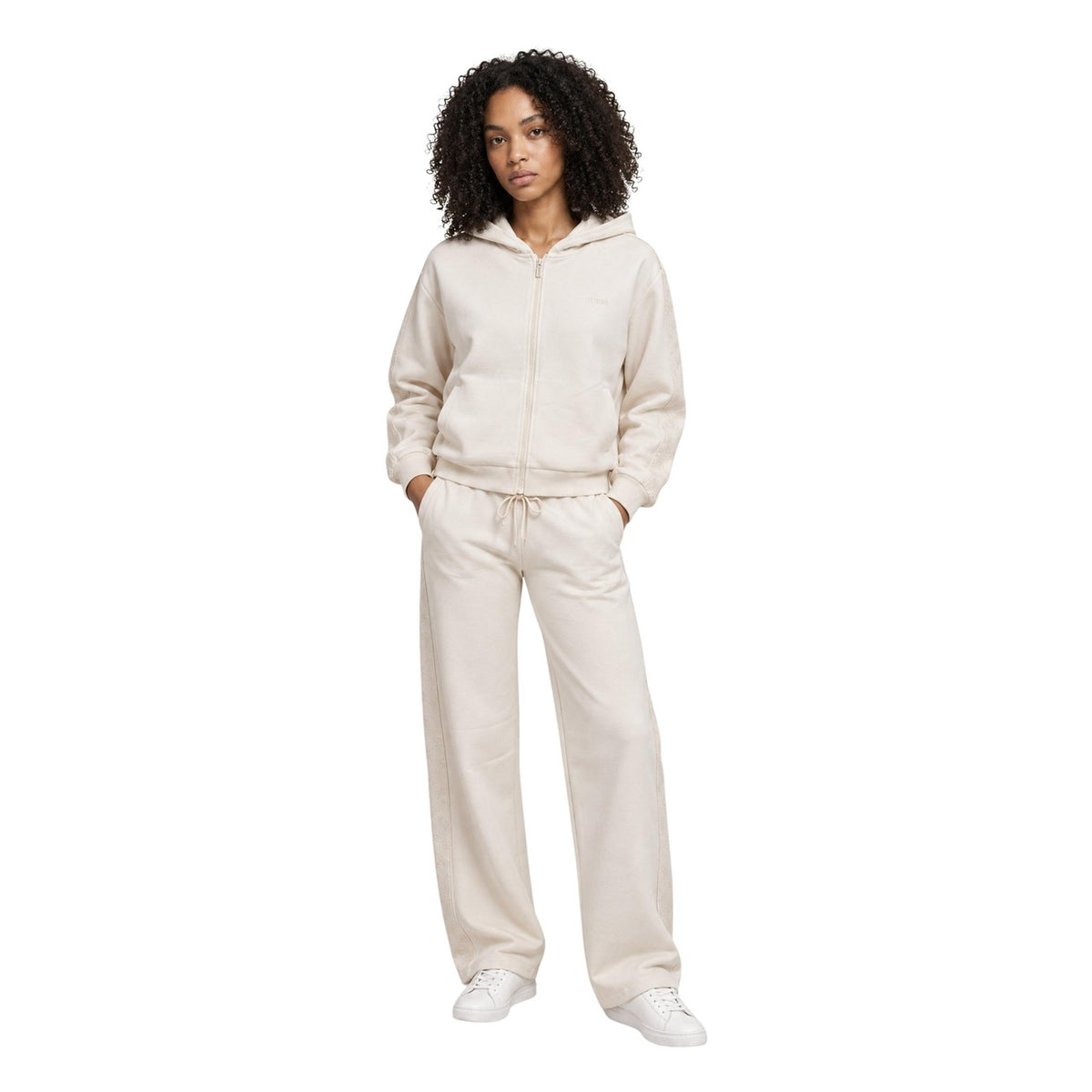 Guess — Women's beige Elsa hooded zipped sweatshirt — view 4