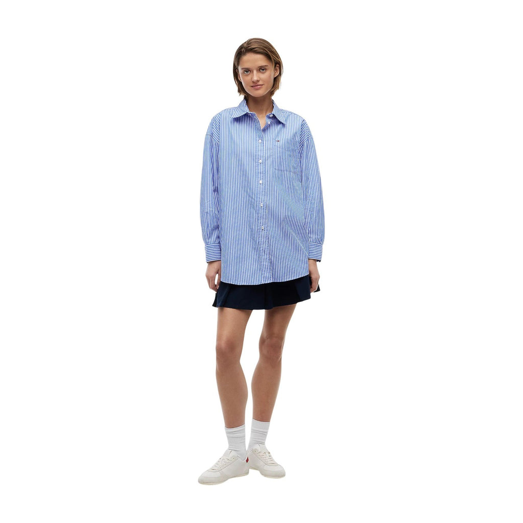 Tommy Jeans — Chemise bleue rayée femme — vue 2