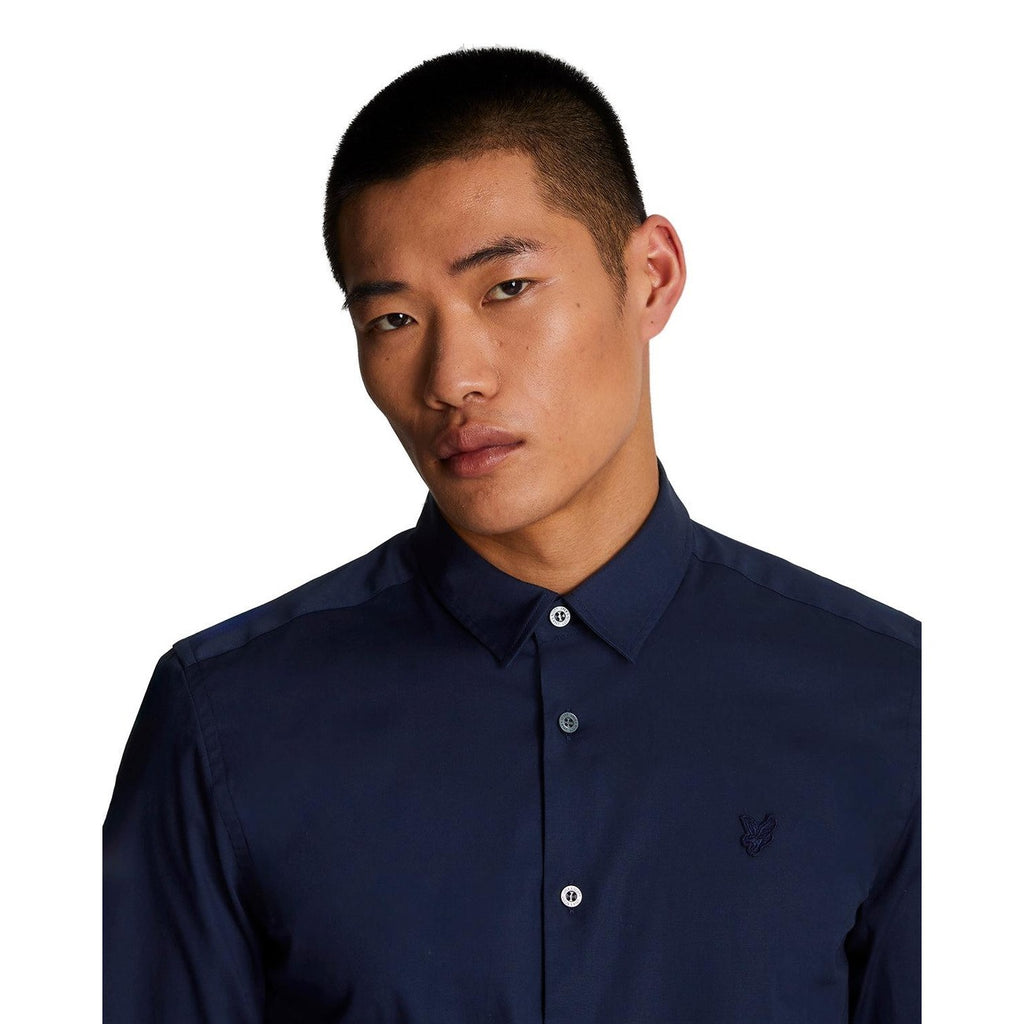 Lyle & Scott — Chemise bleue manches longues en coton stretch homme — vue 5