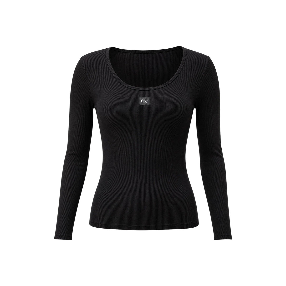 Calvin Klein Jeans — T-shirt manches longues noir stretch femme — vue 5