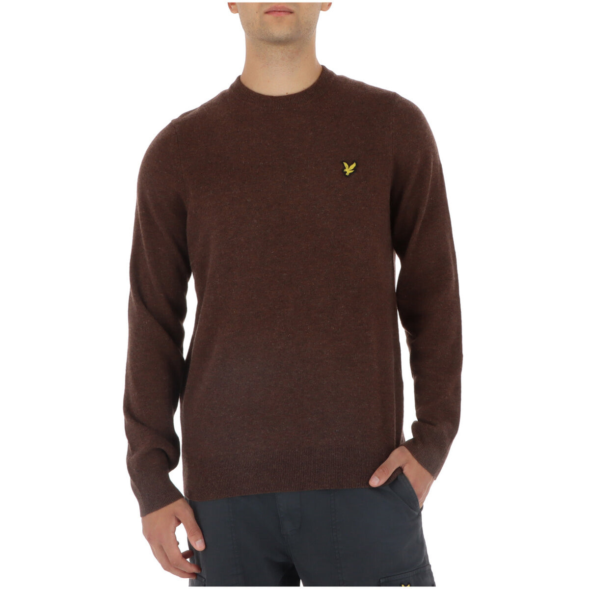 Lyle & Scott — Pull beige chiné en laine mélangée homme — vue 4