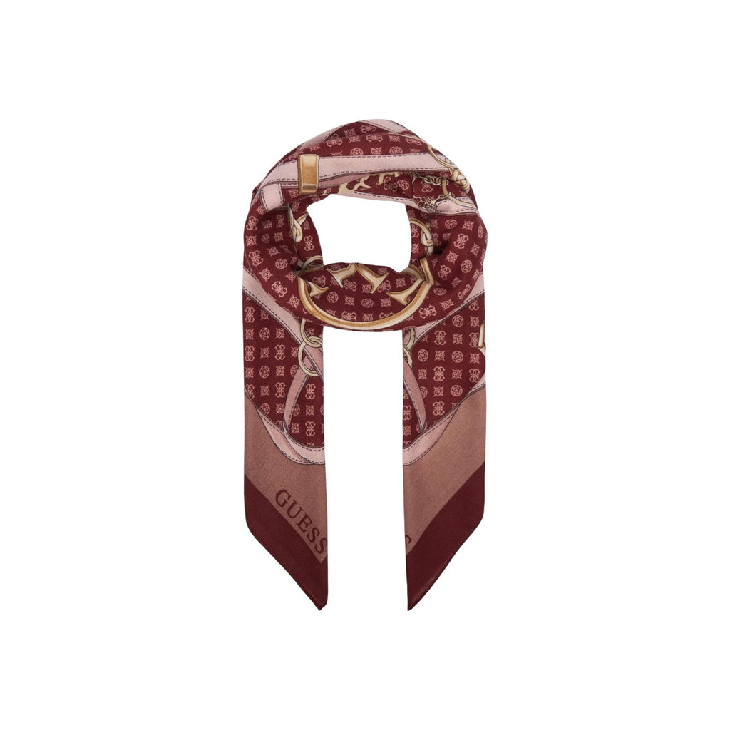 Guess — Printed scarf 120 × 120 cm for women — Burgundy