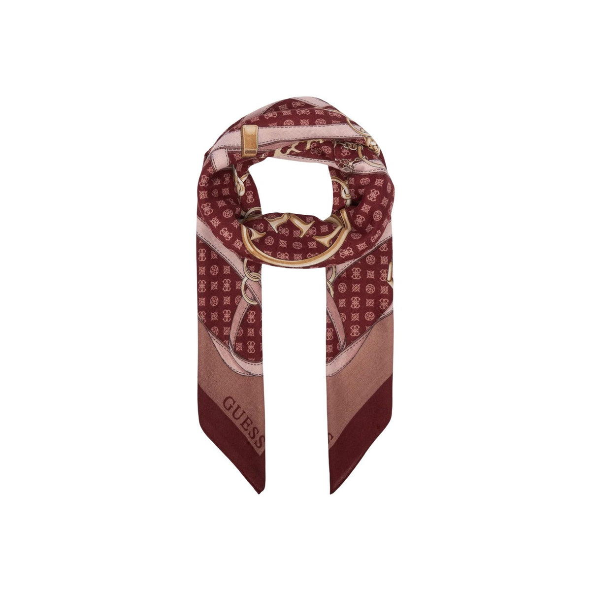 Guess — Printed scarf 120 × 120 cm for women — Burgundy