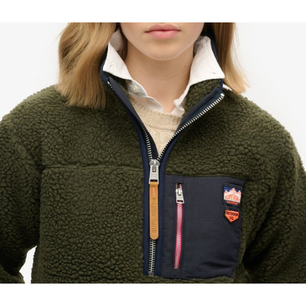 Superdry — Pull zippé vert femme — vue 3