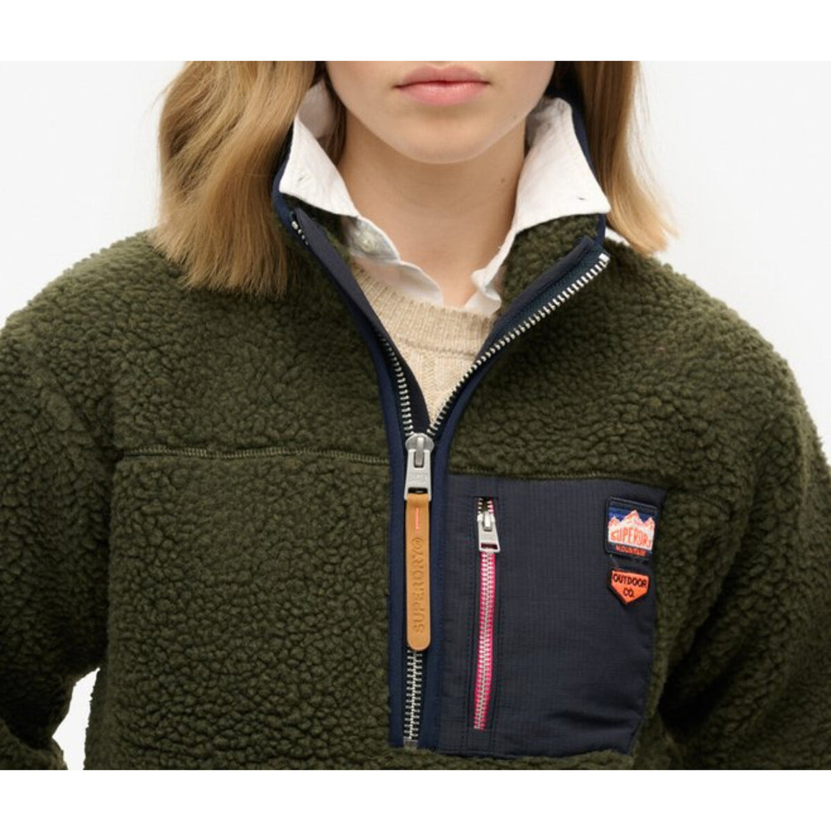 Superdry — Groene damestrui met rits — afbeelding 3