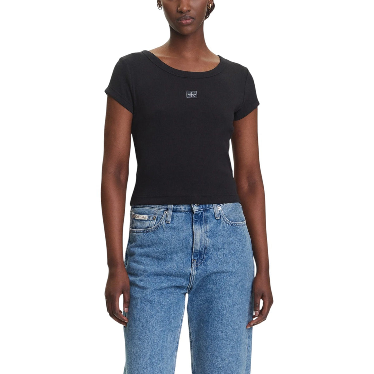 Calvin Klein Jeans — Damesstretch-T-shirt LV047C200G zwart