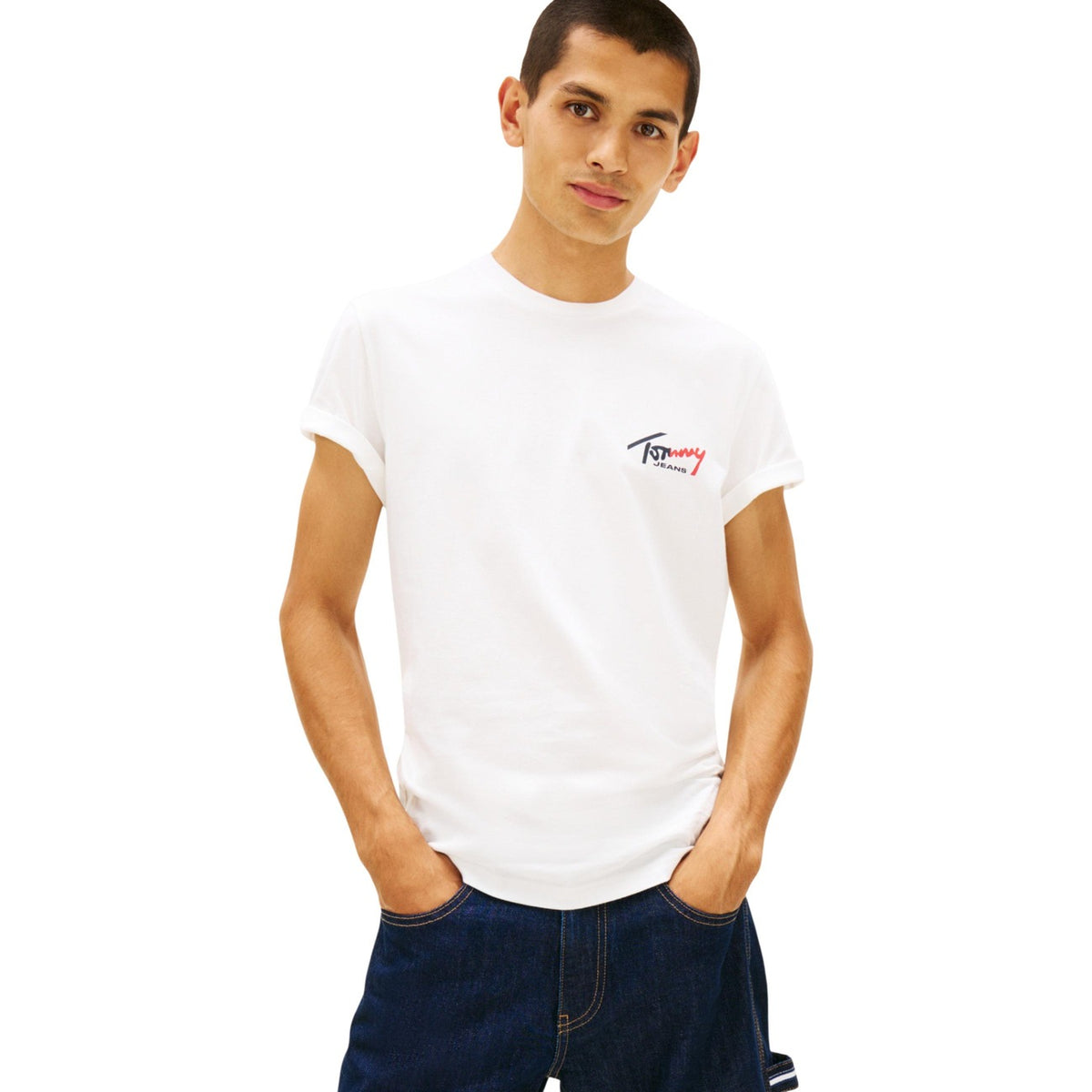 Tommy Jeans — T-shirt blanc en coton bio homme