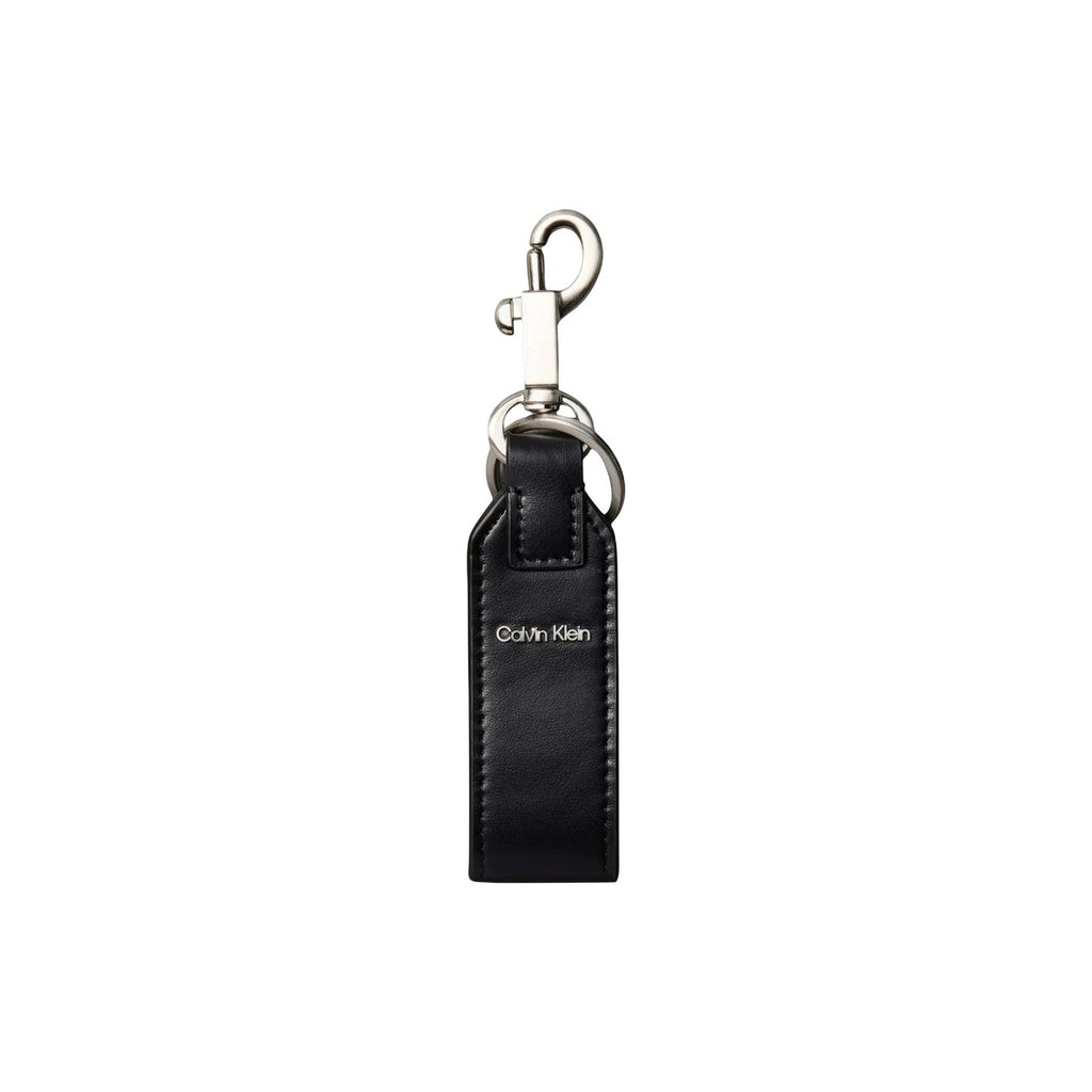 Calvin Klein — Porte-clés Raised Logo en cuir noir homme