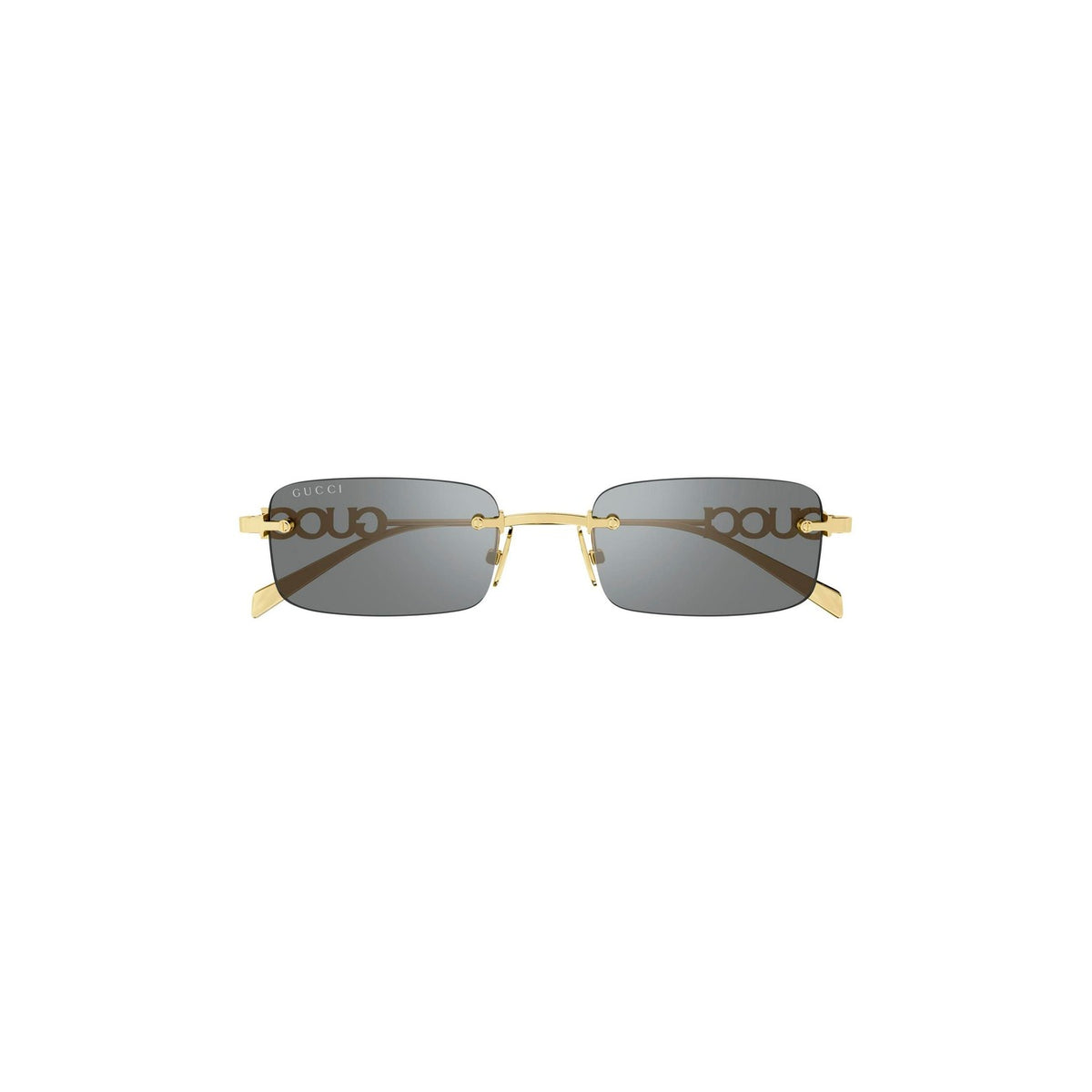Gucci — Lunettes de soleil en métal doré 52 mm homme — vue 2