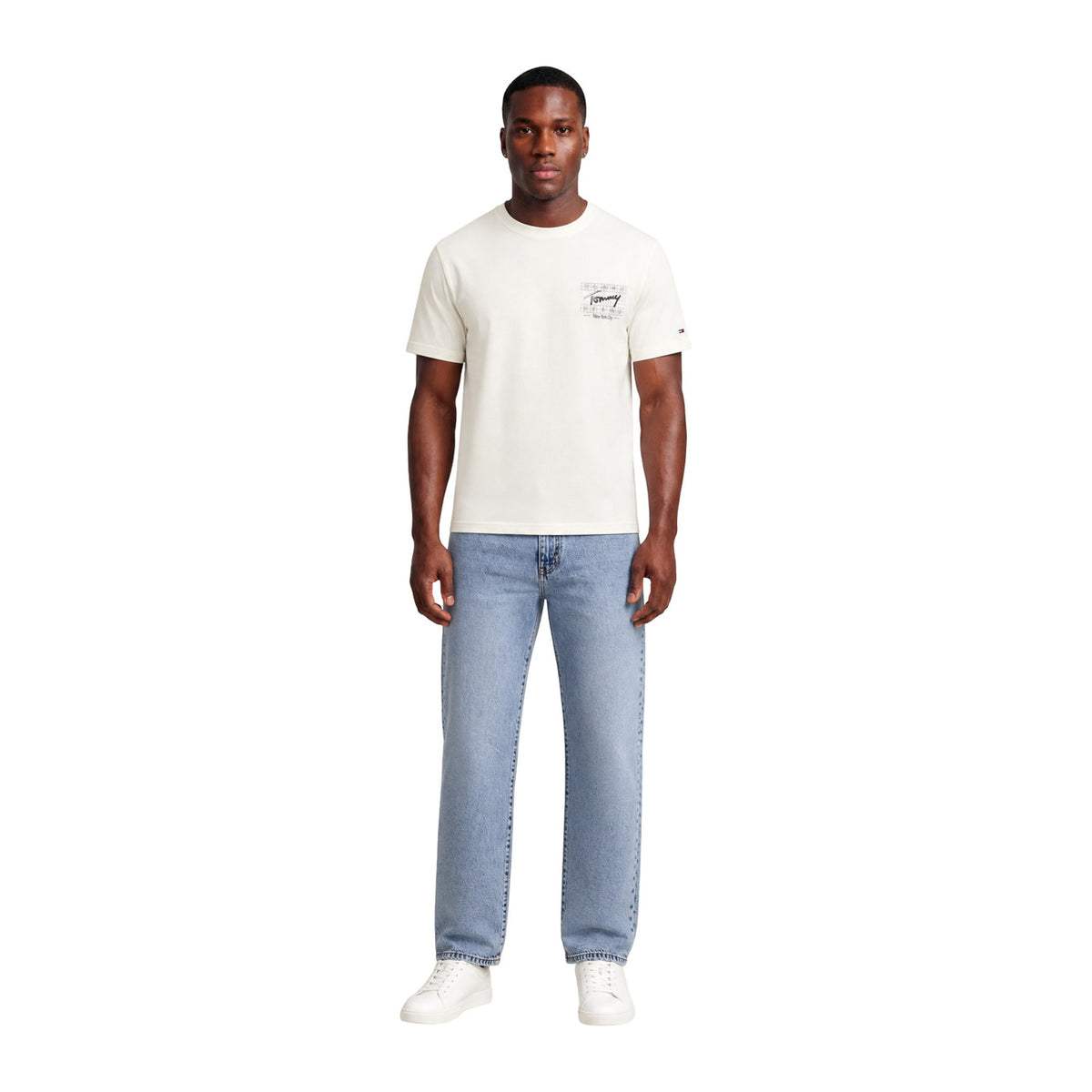 Tommy Jeans — T-shirt blanc à imprimé en coton bio homme — vue 3