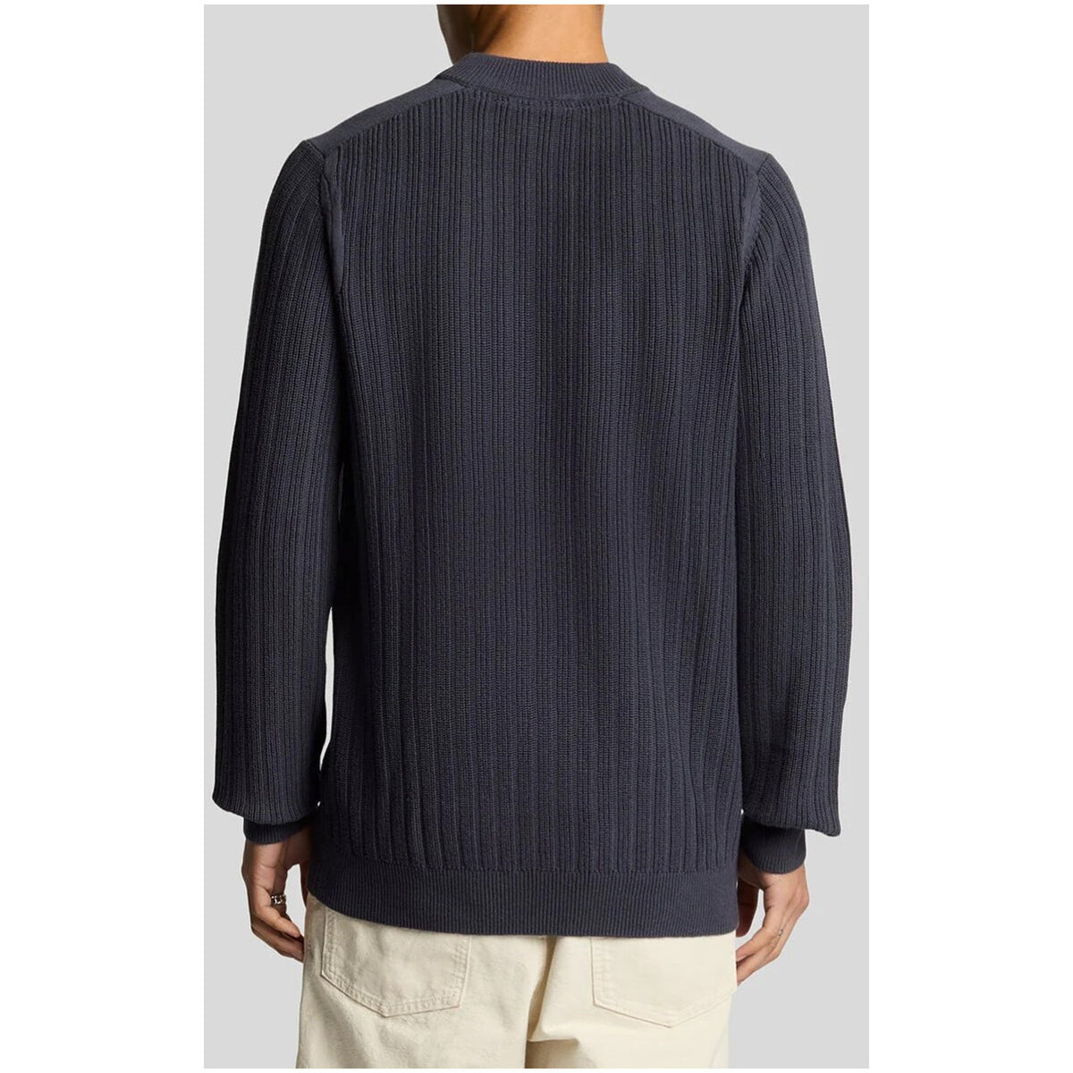 Lyle & Scott — Pull col rond bleu en coton homme — vue 2