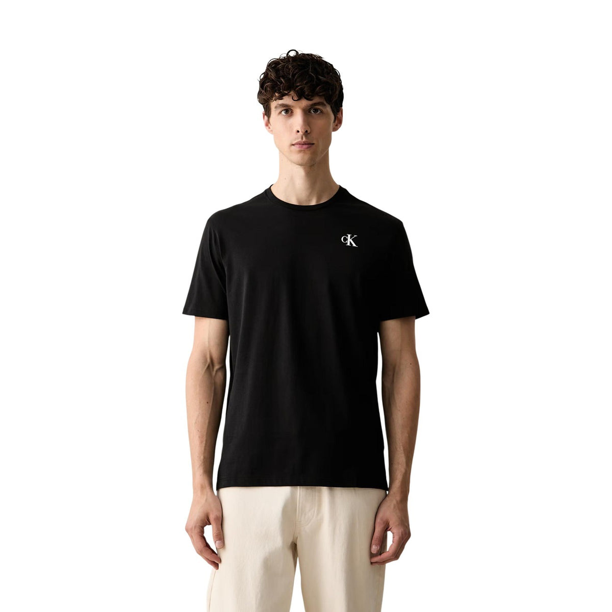 Calvin Klein Jeans – Schwarzes Herren-T-Shirt mit klassischem Rundhalsausschnitt