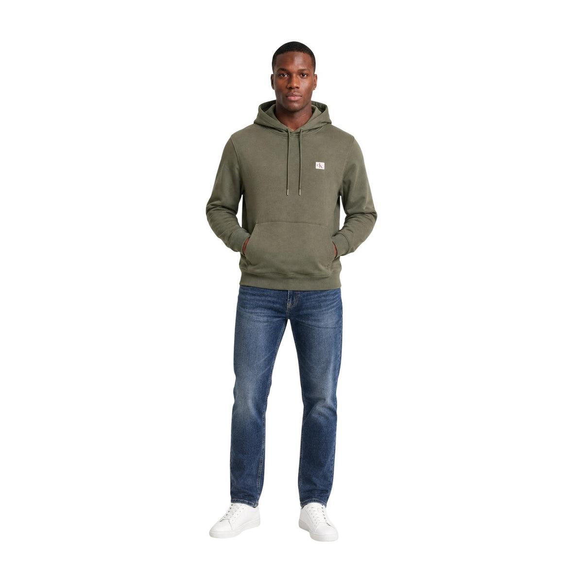 Calvin Klein Jeans — Sweat à capuche vert homme — vue 4