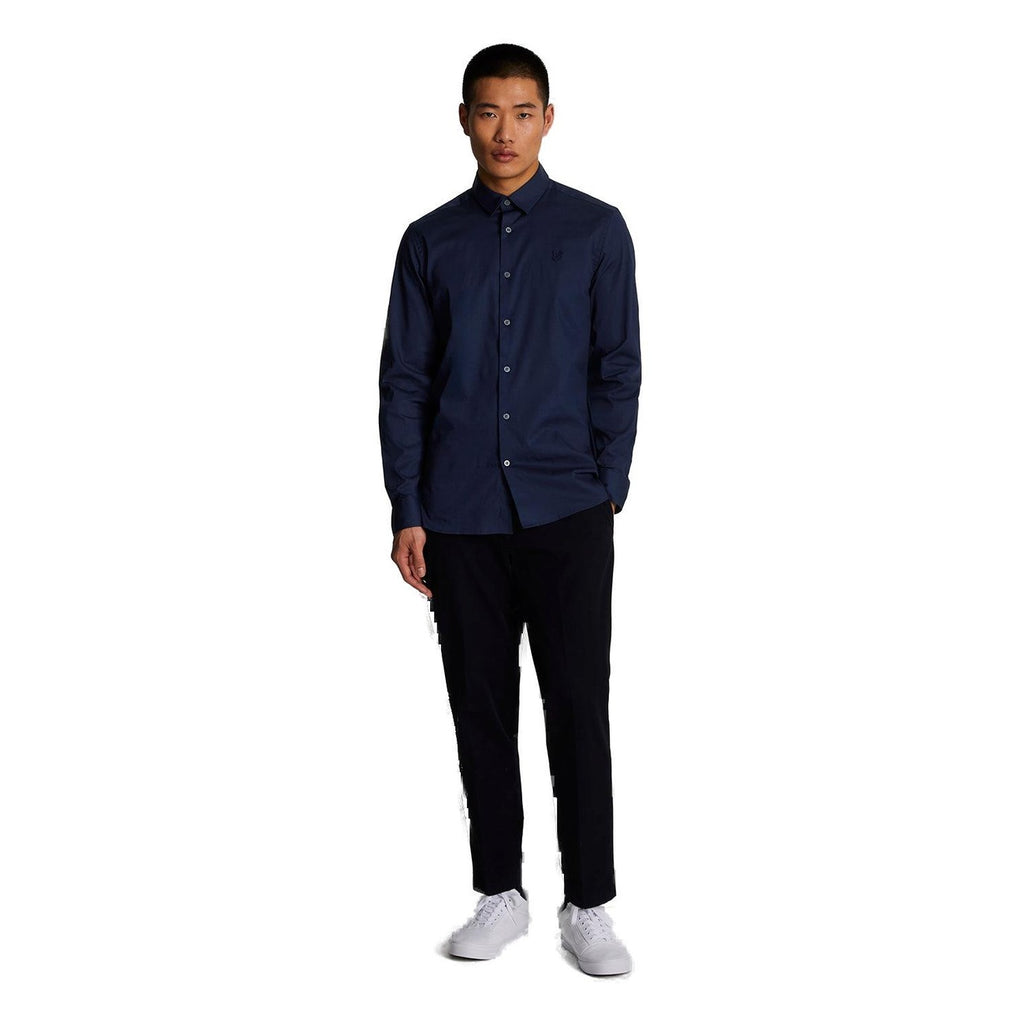 Lyle & Scott — Chemise bleue manches longues en coton stretch homme — vue 3