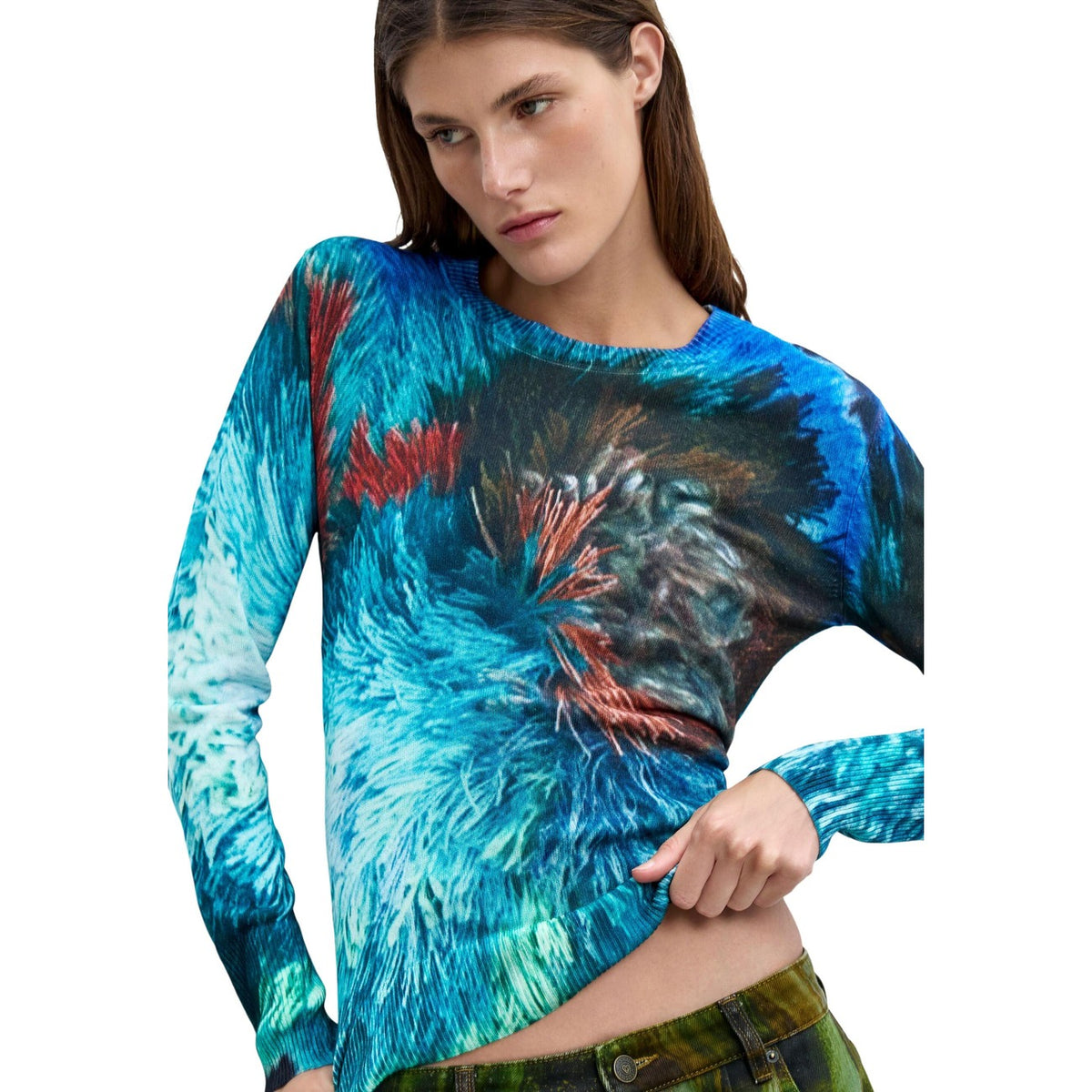 Desigual — Damen-Pullover Pompom Lacroix blau — Ansicht 3