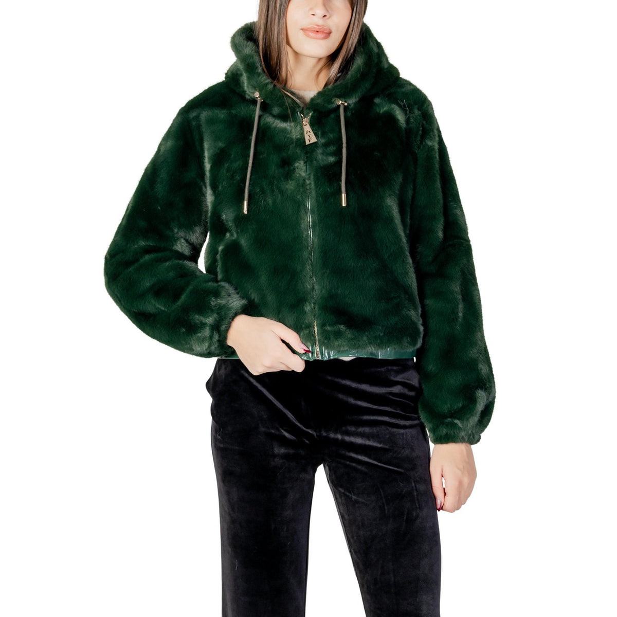 Ayfee — Women’s green faux fur bomber jacket — view 5