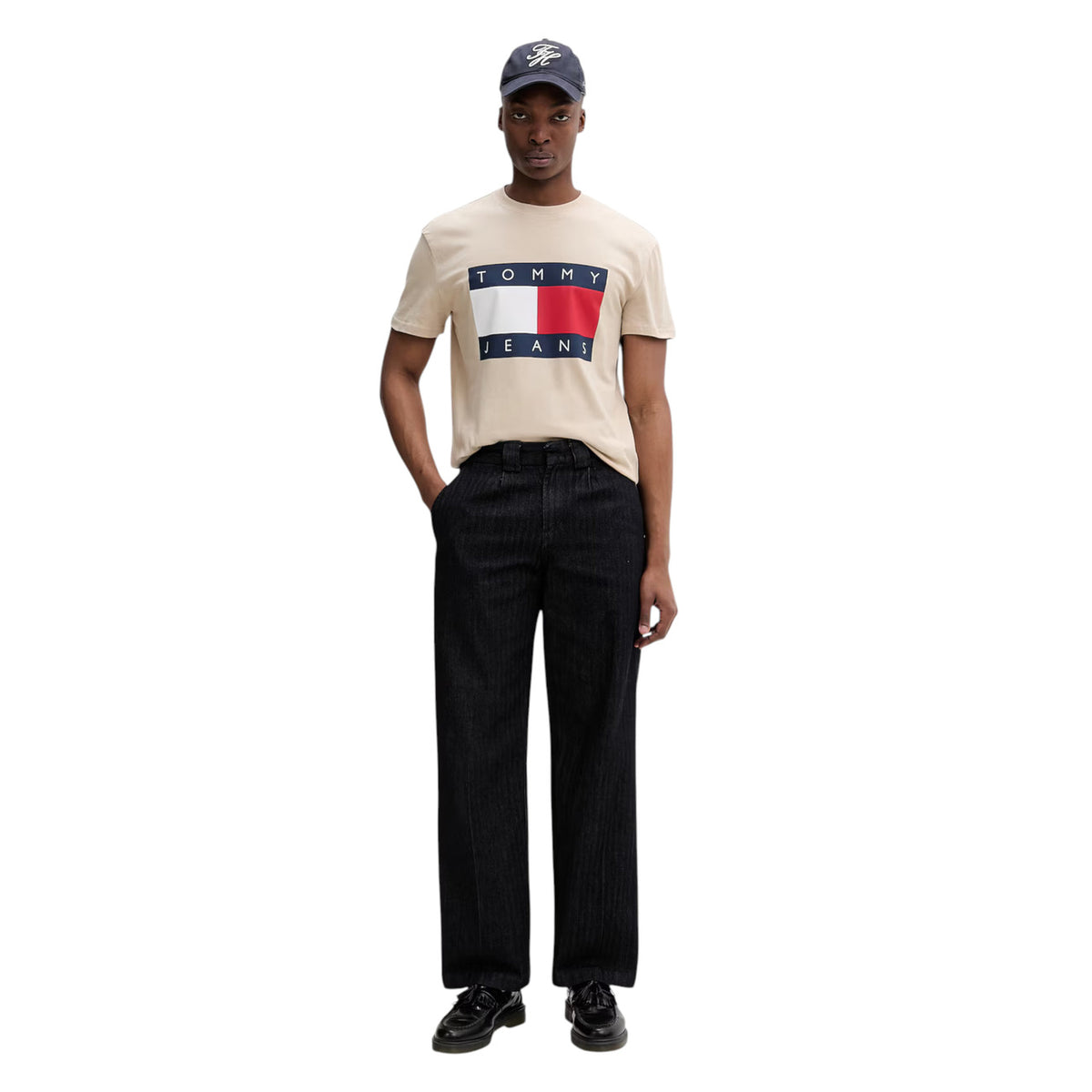 Tommy Jeans – Beiges T-Shirt mit Print aus Bio-Baumwolle für Herren — Ansicht 2