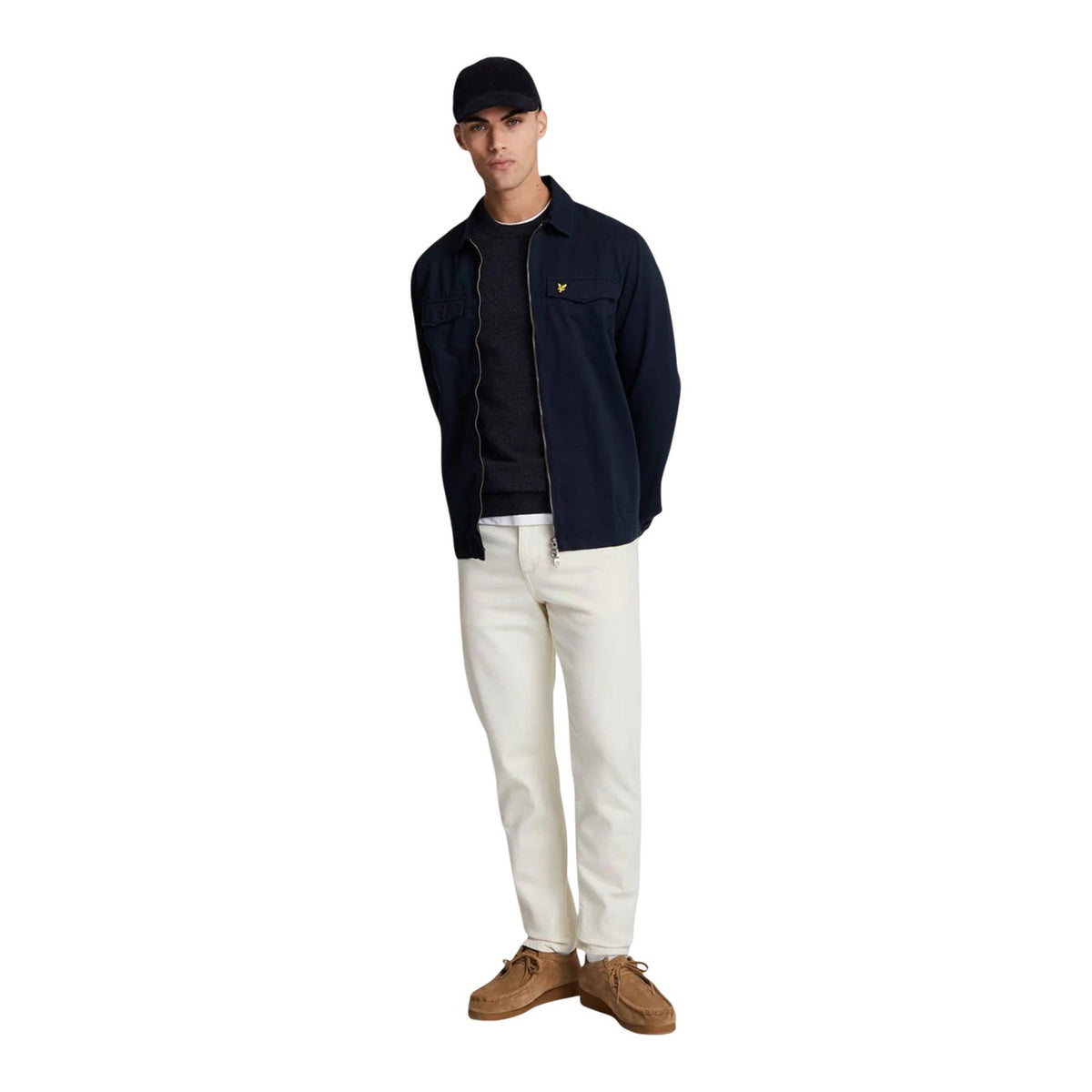 Lyle & Scott — Pull col rond noir en laine mélangée homme — vue 5