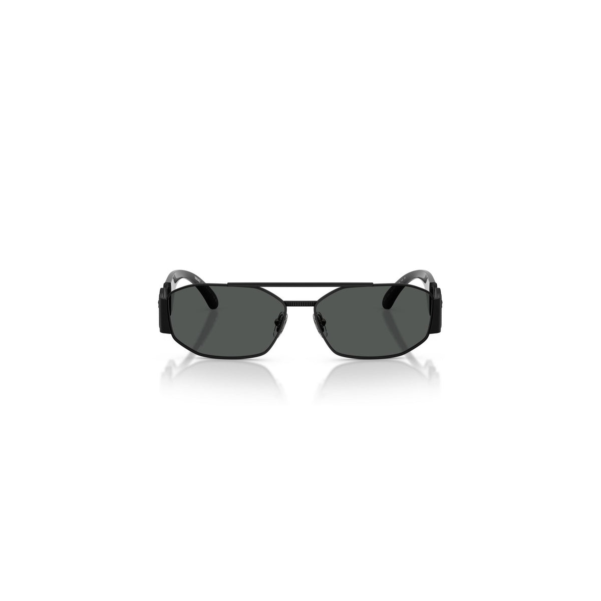 Versace — Lunettes de soleil géométriques en métal noir homme