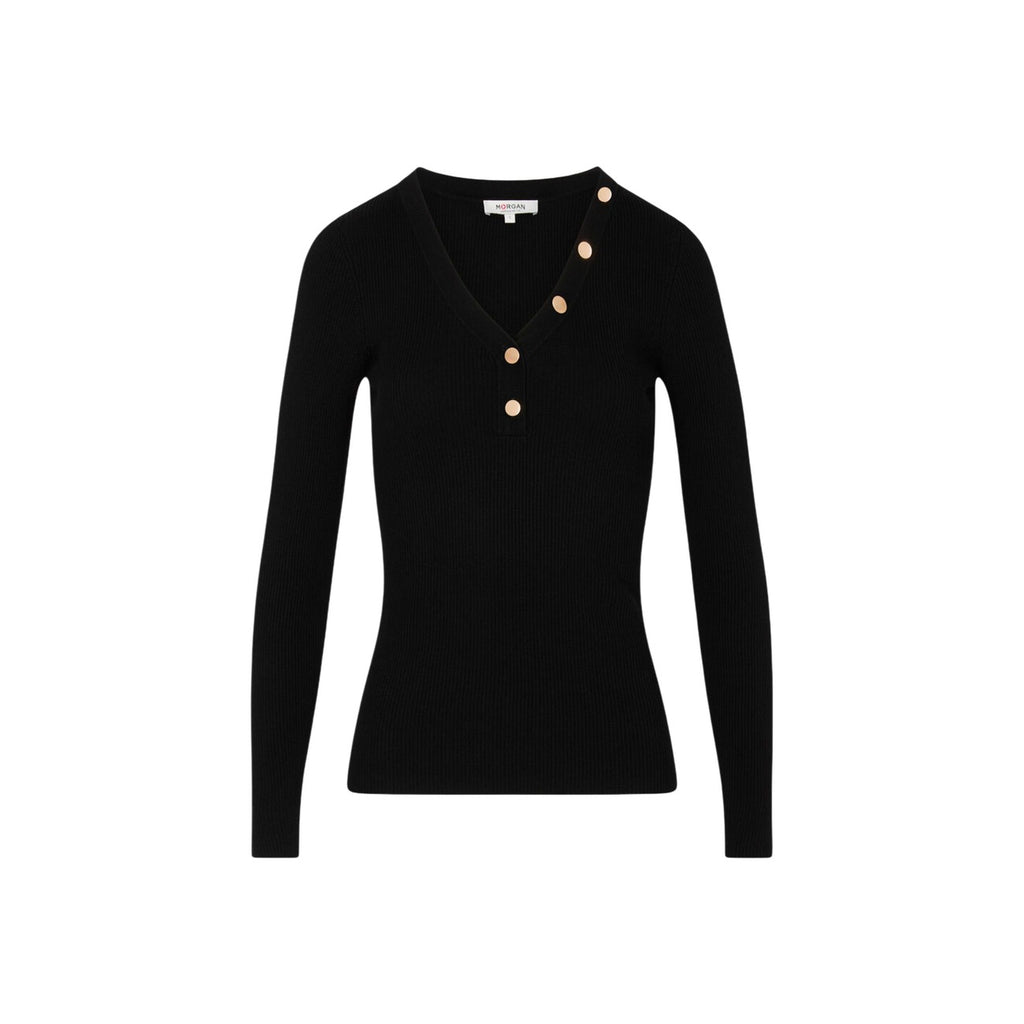 Morgan — Women’s black V-neck sweater — view 4