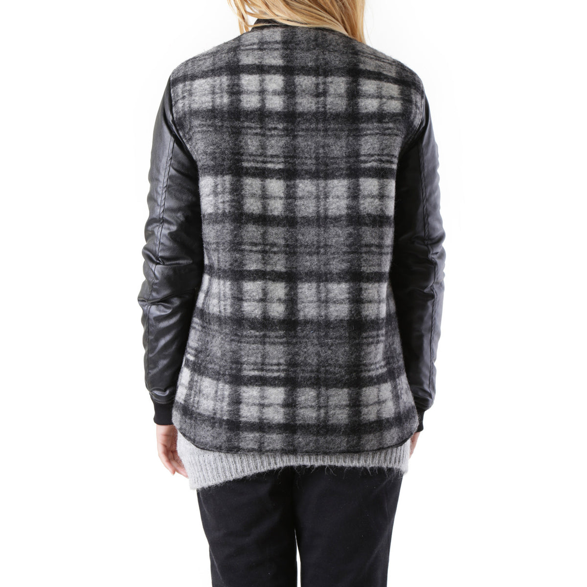 525 — Veste à carreaux noire femme — vue 2