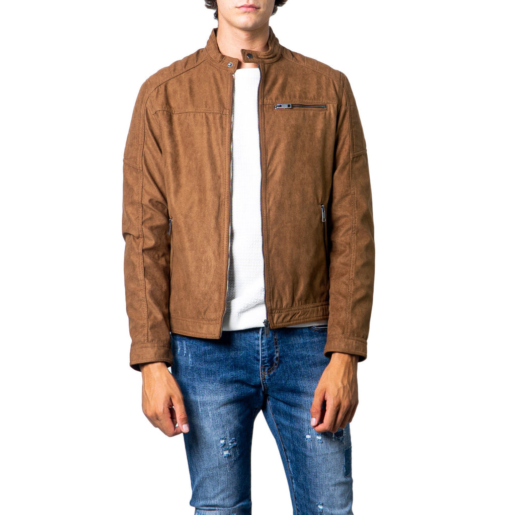 Jack & Jones — Veste biker en suédine homme — Beige