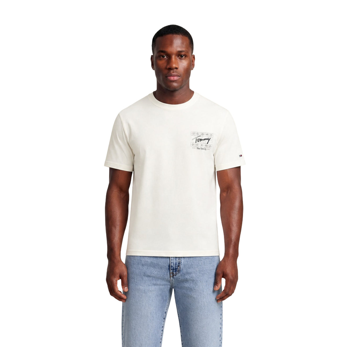 Tommy Jeans — T-shirt blanc à imprimé en coton bio homme