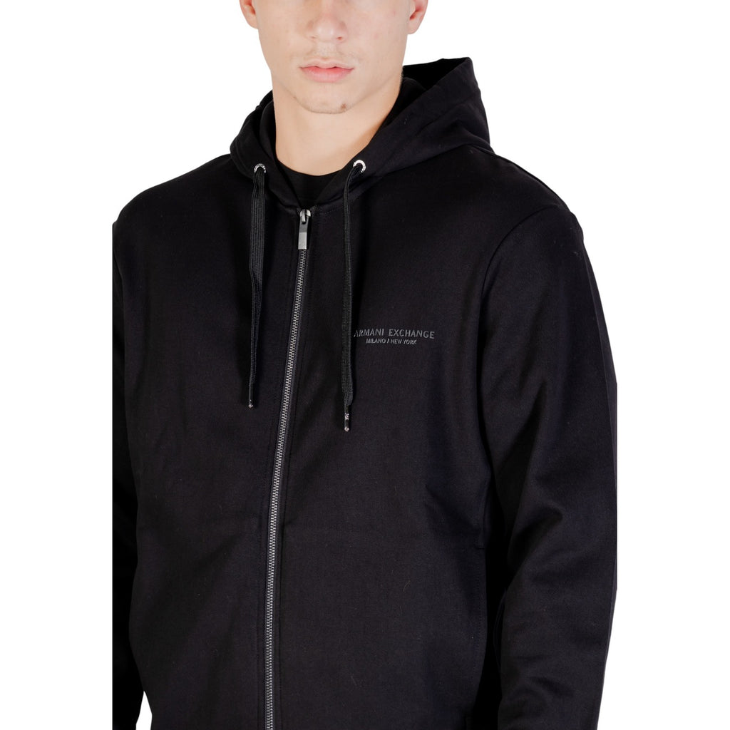 Armani Exchange — Sweat en coton noir homme — vue 5