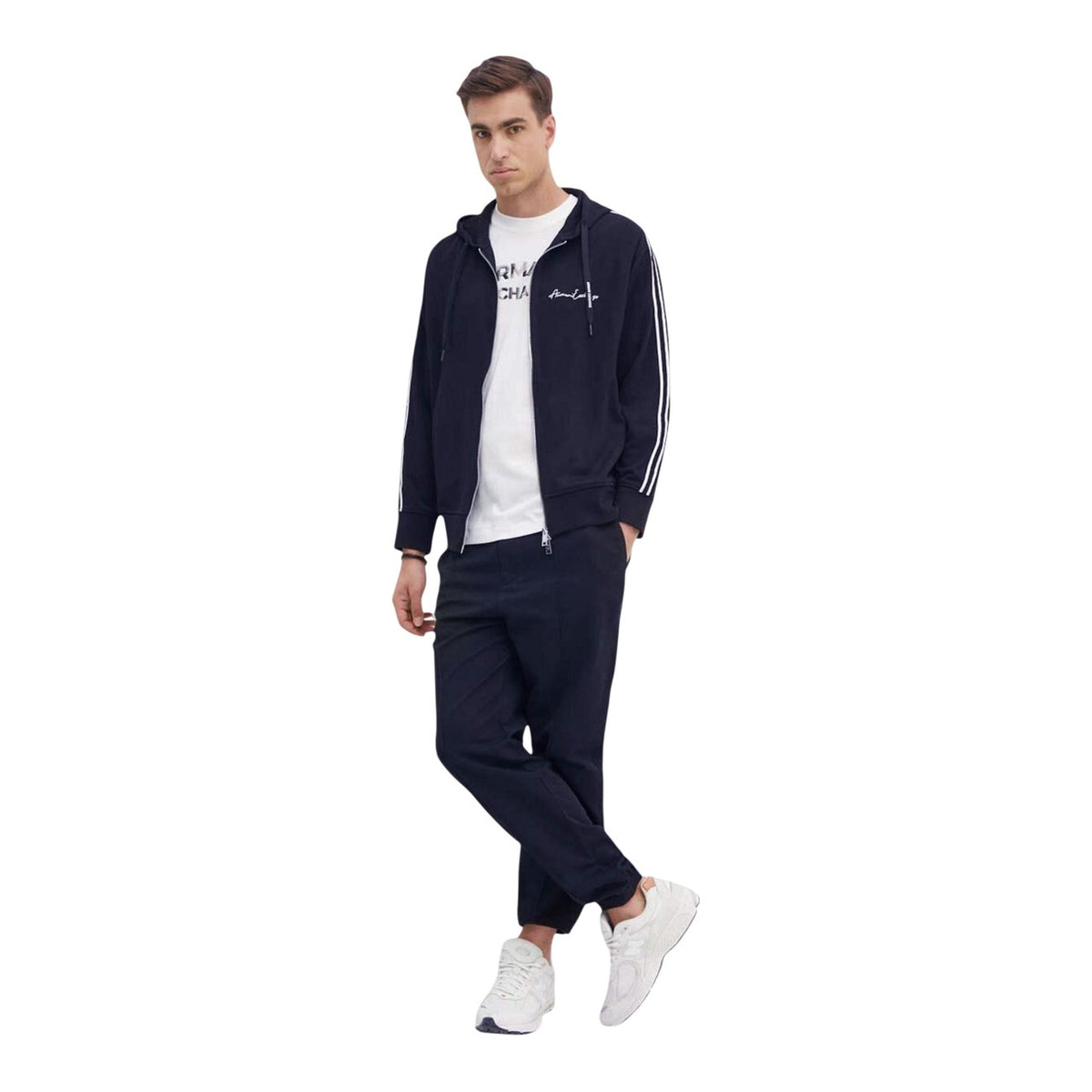 Armani Exchange — Sweat bleu en viscose mélangée homme — vue 2