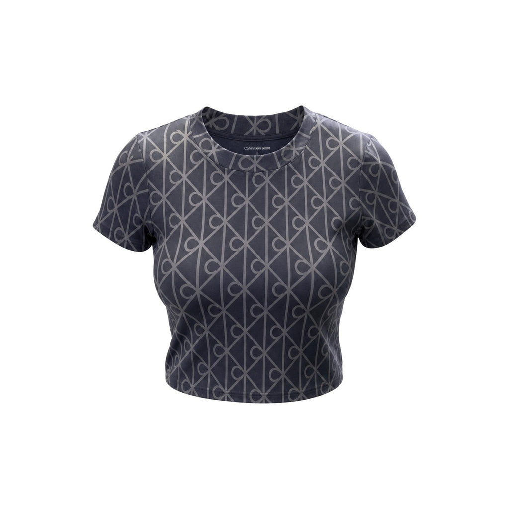Calvin Klein Jeans – Graues Stretch-T-Shirt für Damen — Ansicht 3
