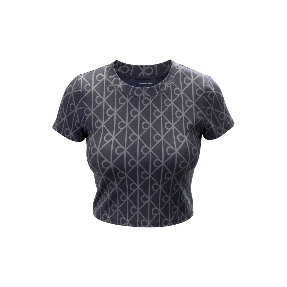 Calvin Klein Jeans – Graues Stretch-T-Shirt für Damen — Ansicht 3