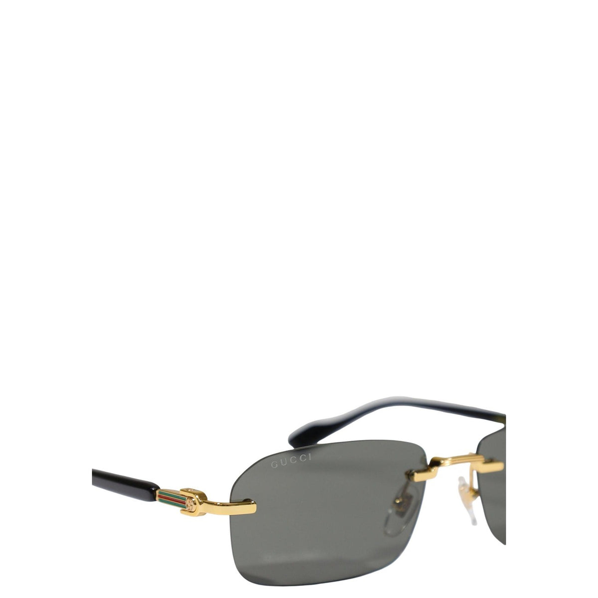 Gucci — Lunettes de soleil en métal doré 56 mm homme — vue 3