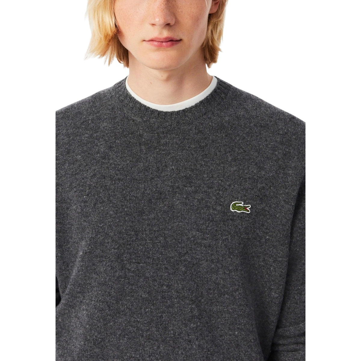 Lacoste — Pull AH2916 en laine homme — vue 4 — Gris