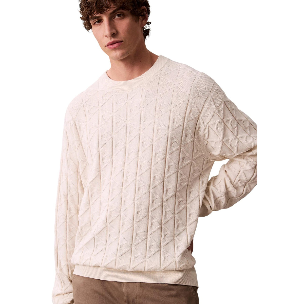 Calvin Klein Jeans — Weißer Herrenpullover — Ansicht 4